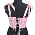 thumbnail image 4 of asdoklhq 2026 Summer Fall Womens Tops under $5 Women Casual Sexy Eyelet Lace-up Floral Print Fishbone Court Vintage Corset Straps Tank Top Shapewear Pink XXXL, 4 of 7