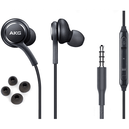 OEM InEar Earbuds Stereo Headphones for Xiaomi Mi Max 3 Plus Cable - Designed by AKG - with Microphone and Volume Buttons (Black)