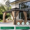 thumbnail image 5 of Clouddwell 10'x14' Hardtop Gazebo - Polycarbonate Double Roof with Netting & Curtains for Patio, Garden Sun Protection,Brown, 5 of 8