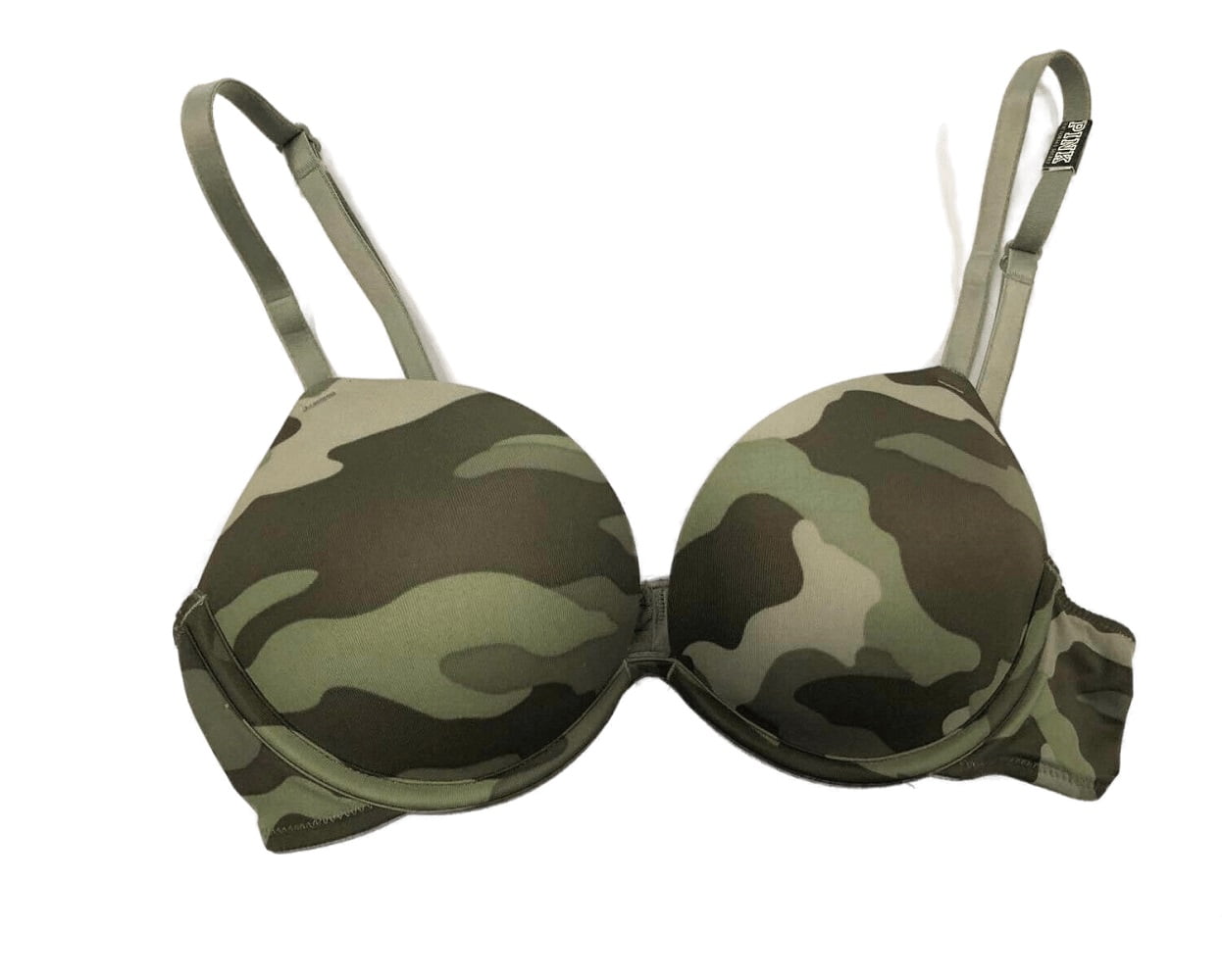 Victoria's Secret Pink Wear Everywhere Super PushUp Bra Green Camo