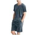 thumbnail image 2 of Maqroz Mens Sweatsuits 2 Piece Set Short Sleeve T-Shirt and Shorts Set Crew Neck Top with Elastic Waist Bottoms Casual Loungewear Soft Everyday Wear Lightweight Comfortable Home Outfit, 2 of 6