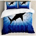 thumbnail image 3 of Ambesonne Shark Underwater Hunter Phrase Fish Silhouette in the Ocean Danger in Marine Picture Duvet Cover Set, 3 of 3