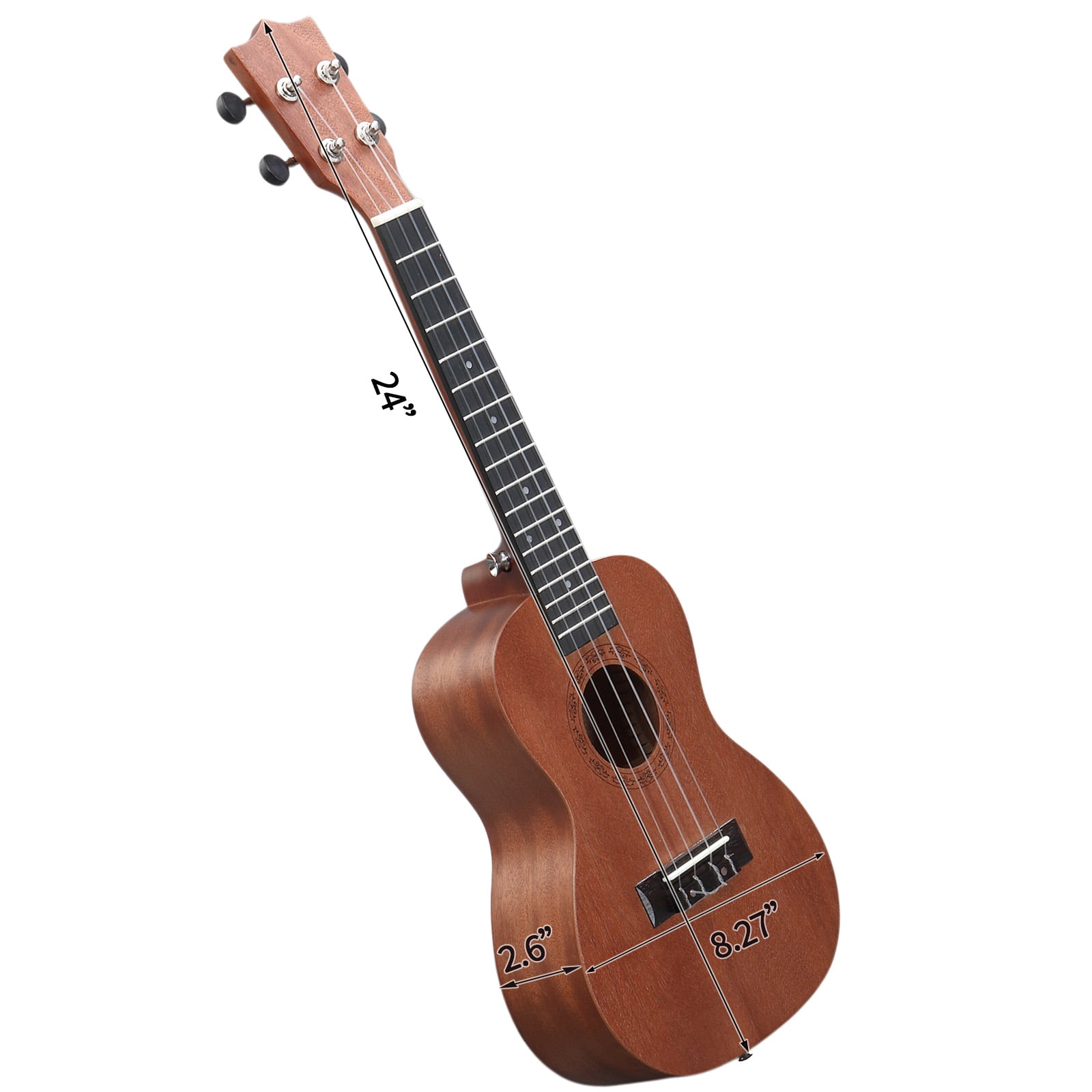 23 Inch Ukulele Beginner Kit with Bag Capo Strap Picks Tuner