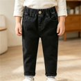 thumbnail image 6 of TIREOW Toddler Baby Boys Washed Denim Pants Little Boys Straight Leg Denim Trousers Trendy Versatile Elastic Waist Jeans Streetwear, 6 of 6