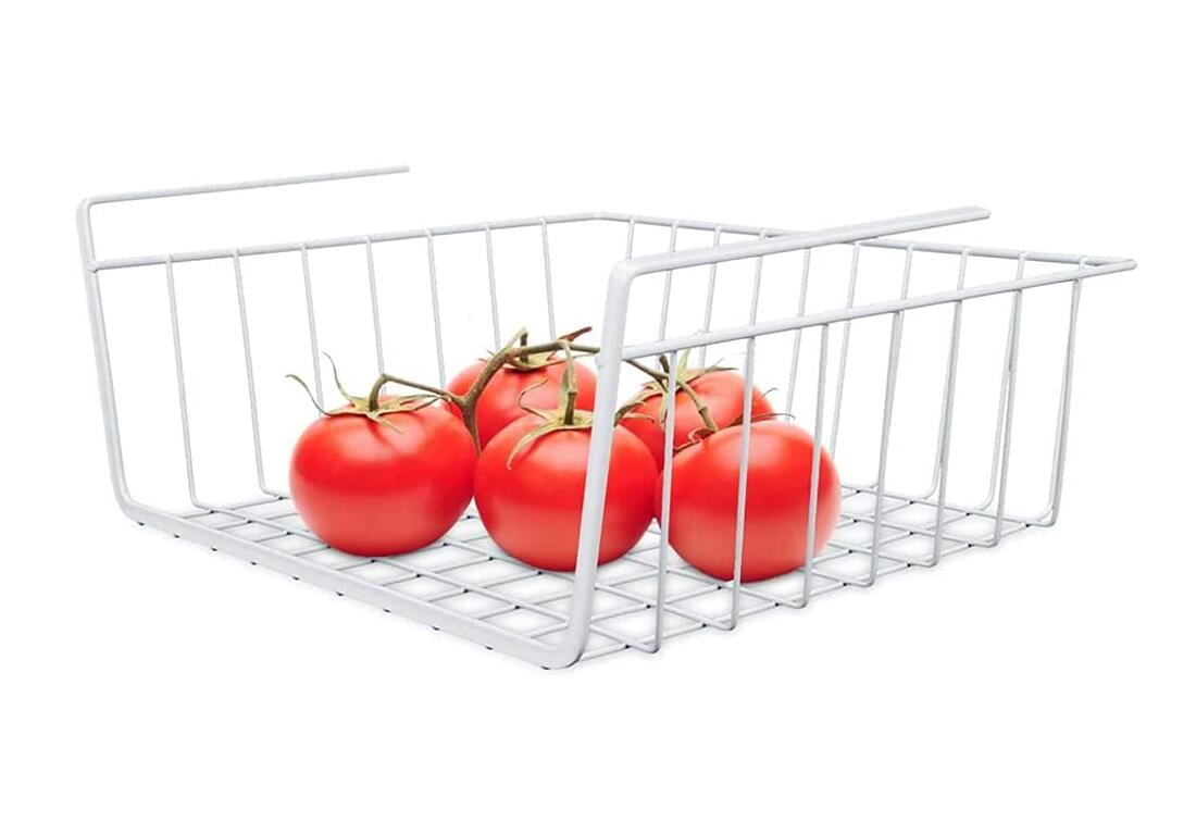 White Under Shelf Wire Basket Hanging Storage Baskets, Under Shelf