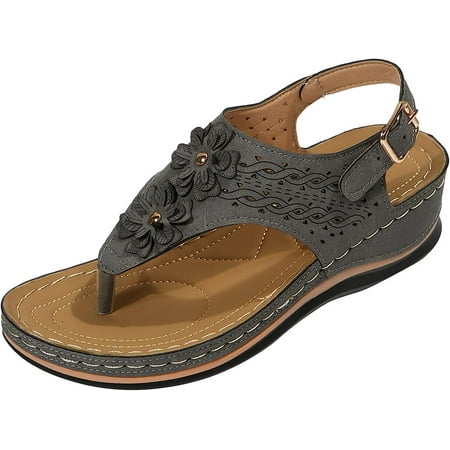 Sandals for Women Women s Dressy Hollow Platform Pinch Toe Flat Casual Summer Beach Flip Flops Sandals Shoes