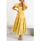 thumbnail image 2 of Vestido PRETTYGARDEN Midi con escote cuadrado y mangas abullonadas amarillo XL, 2 of 8
