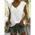 thumbnail image 2 of ZOELNIC 3 Pack Women’s V Neck T Shirts, Cap Sleeve Summer Casual Tops Loose Fit Short Sleeve Tees 2025 Trendy Shirts, 2XL, 2 of 5