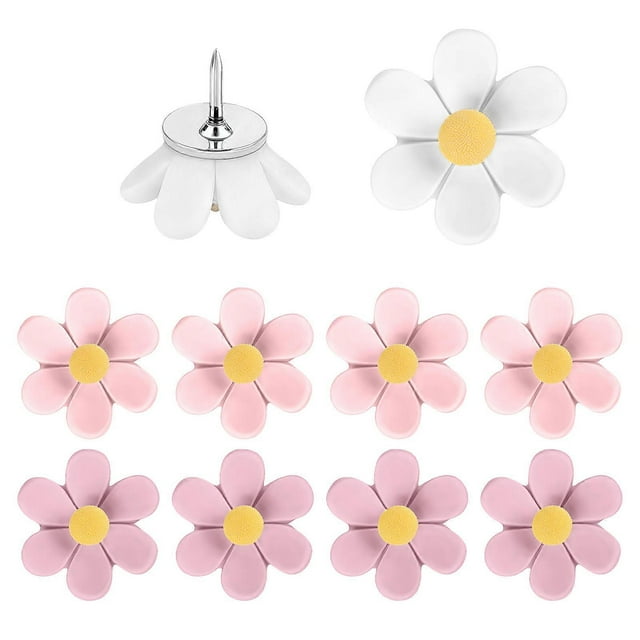 10/20/30Pcs Flower Head Push Pins Notice Board Thumb Tacks Cork Board Pins for Notice Board Display Picture Notes Memos Multicolor