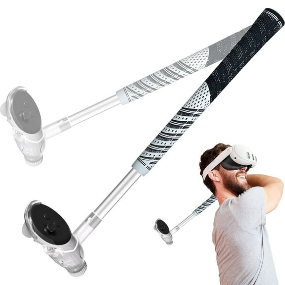 VR Golf Club Handle for Meta Quest 3S/Quest 3/Oculus Quest 2, 90 Degree Virtual Reality Baseball Controller Attachment, Simulator Real Golf Game