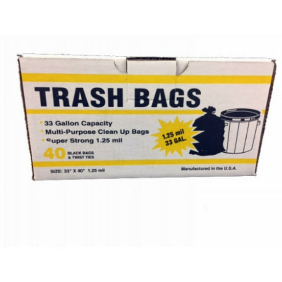 Primrose Plastics-Com 227399 33 Galloon Black Clean Up Bag, 40 Count