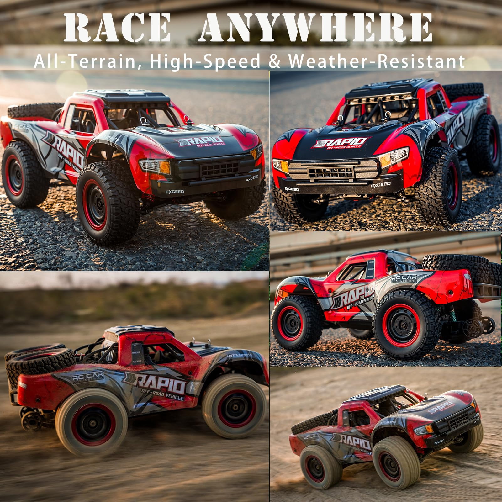 Q130 1:14 RC Truck 30 MPH 4WD All Terrain Trophy Car for Adults Teens, 50 Mins Play Fast Off-Road Buggy with 2 Batteries