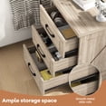thumbnail image 2 of IDEALSOUL Nightstand for bedroom, Gray Farmhouse End Table with Charging Station, 3 Drawers Storage, 2 of 10