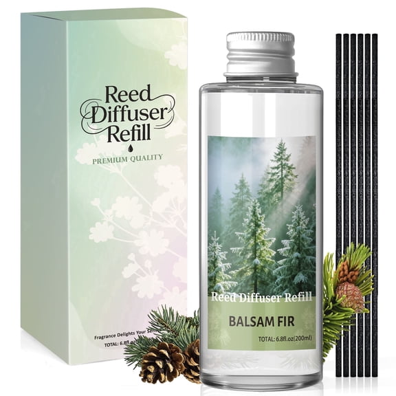 SCENTORINI Reed Diffuser 6.8fl.oz Silver Fir Scent Home Fragrance Essential Oil Refill for Aromatherapy, SPA and Office