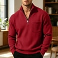 thumbnail image 3 of Mens Corduroy Quarter Zipper Sweater Pullovers Stand Collared Pullover Tops with Pocket for Work Everyday, 3 of 10