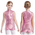 thumbnail image 1 of dPois Combinaison Sans Manches à Sequins Patchwork pour Filles, Rose Unitard 6, 1 of 3