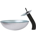 thumbnail image 2 of Novatto NSFC-7032001MB Argento Silver Foiled Glass Vessel with Matching Matching Matte Black Faucet, Drain and Mounting Ring, 2 of 3