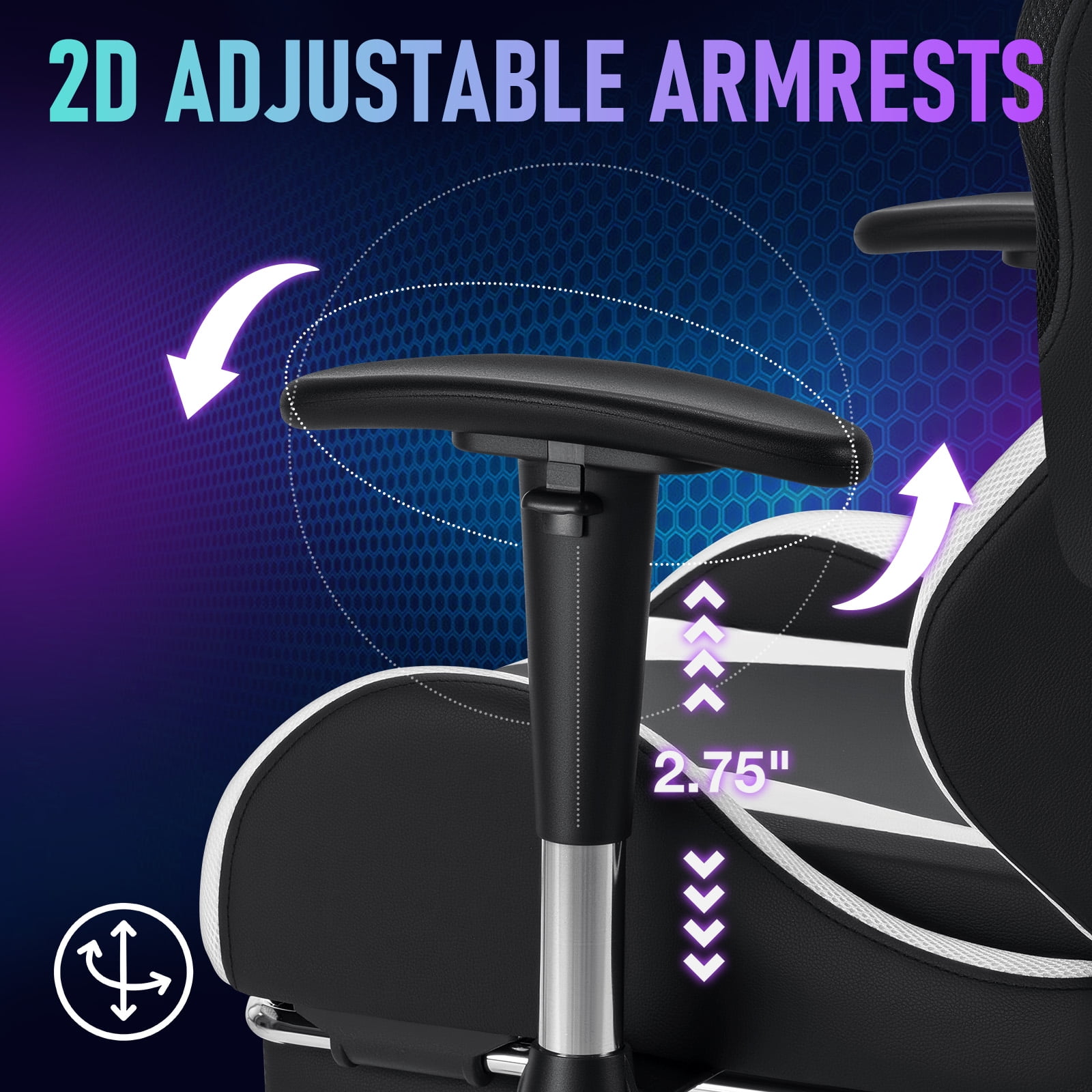 Hoffree LED Gaming Chair for Kids 8-14 Gaming Chairs for Teens with Adjustable Headrest and Lumbar Support Ergonomic PU Leather Kids Gaming Chair with Led Lights