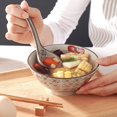 thumbnail image 5 of 4 PCS Chinese and Japanese Ceramic Soup Spoons Set Asian Retro Chinese Ceramic Rice Spoons Curved Handle Ramen Soup Spoon Painted Flower Ceramic Spoons with Long Handle for Salad, Flower 2, 5 of 5