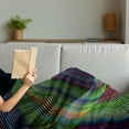 thumbnail image 3 of Fractal Soft Flannel Fleece Throw Blanket, Spiral Digital Background Energy Motion Swirl Modern Illustration, Cozy Plush for Indoor and Outdoor Use, 50" x 60", Green Purple, by Ambesonne, 3 of 5