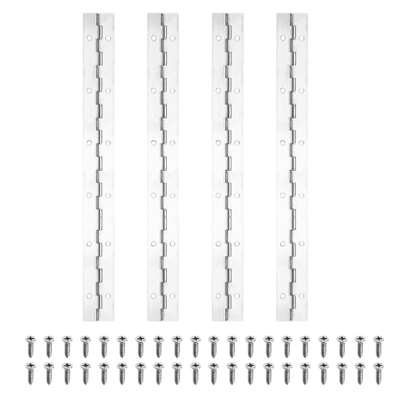 12x1.2 Inch Piano Hinge,4 Pcs Continuous Hinge with Holes for Piano Gate Door Wooden Storage Box Cabinet Boat,Silver