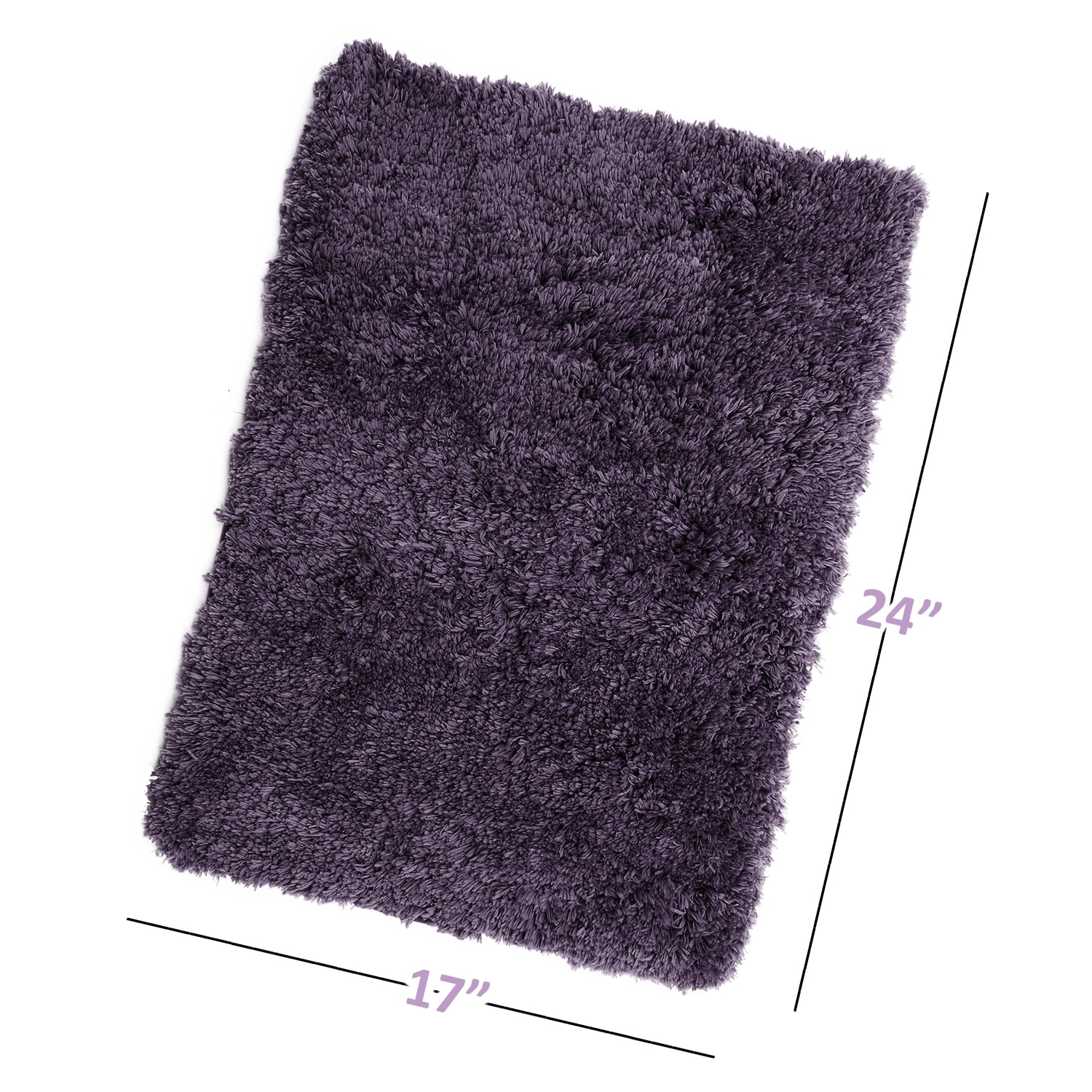 Clara Clark 3-Piece Shaggy Eggplant Microfiber Bathroom Rug