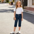 thumbnail image 4 of Miluxas Capris Pants for Girl Casual Summer Straight Wide Leg Loose Drawstring Elastic Waist Cropped Pants Dark Blue 11 Years, 4 of 8