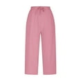 thumbnail image 6 of biudgviw Womens Capri Pants Elastic Waisted Soft Pajama Pants Athletic Running Cropped Pants with Pockets Summer Casual Trousers(Pink,X-Large), 6 of 7