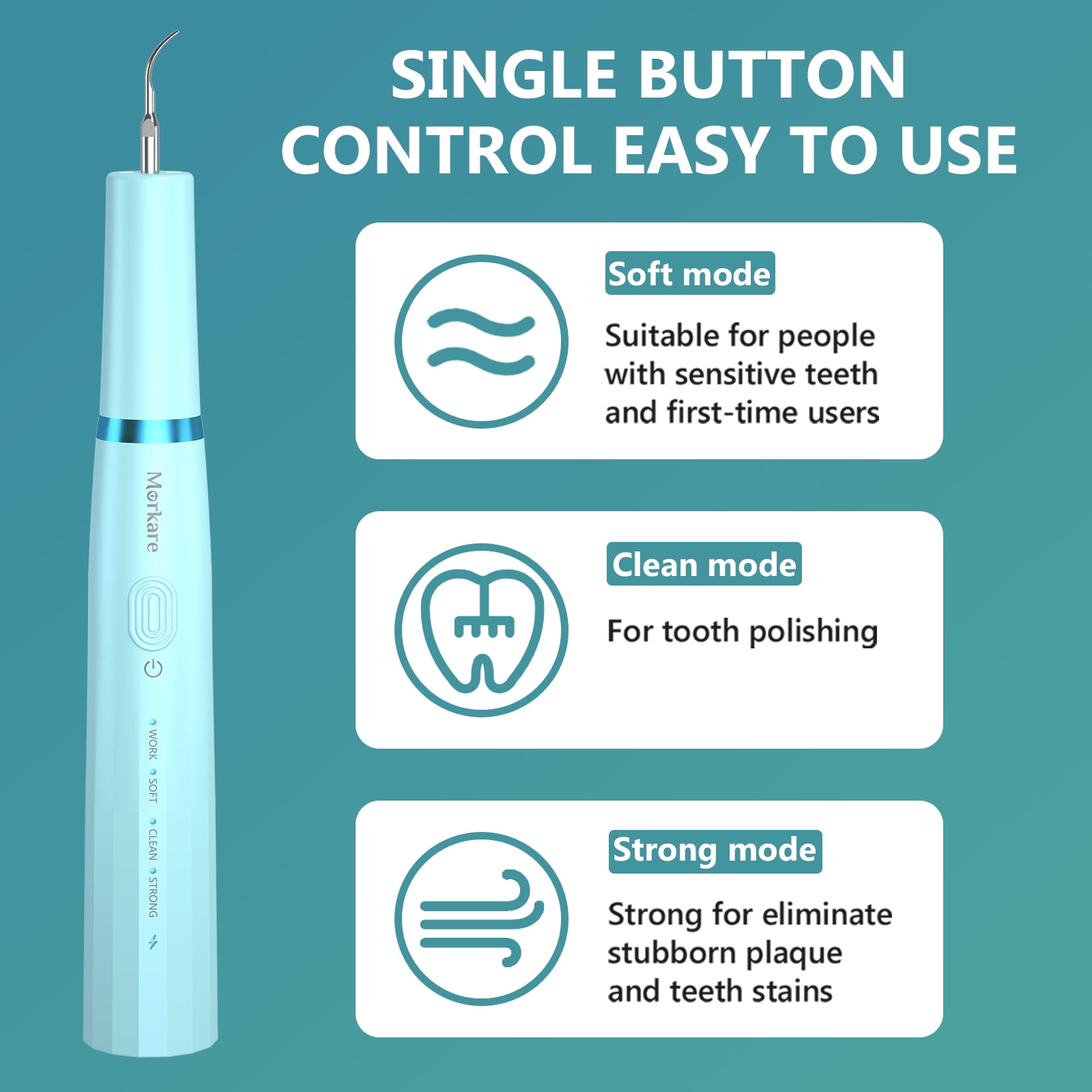 Morkare Plaque Remover for Teeth, Tartar Remover with 3 Modes & 4 Heads, Professional Teeth Cleaner for Home Use