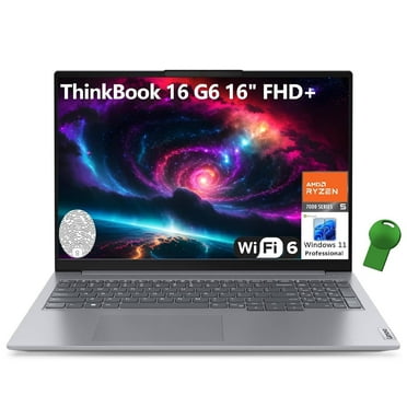 Lenovo ThinkBook 16 G6 16" FHD  Laptop Computer, Hexa-Core AMD Ryzen 5 7430U (Beat i7-1355U), 64GB DDR4 RAM, 1TB PCIe SSD, WiFi 6, Bluetooth 5.3, Fingerprint Reader, Windows 11 Pro