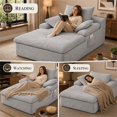 thumbnail image 6 of SESSLIFE 65" Oversized Chaise Lounge Chair Indoor, Corduroy Boneless Sofa Bed with Wide Armrest 3 Pillows, Upholstered Cloud Sofa Couches for Living Room, No Assembly Require, Light Gray, 6 of 7