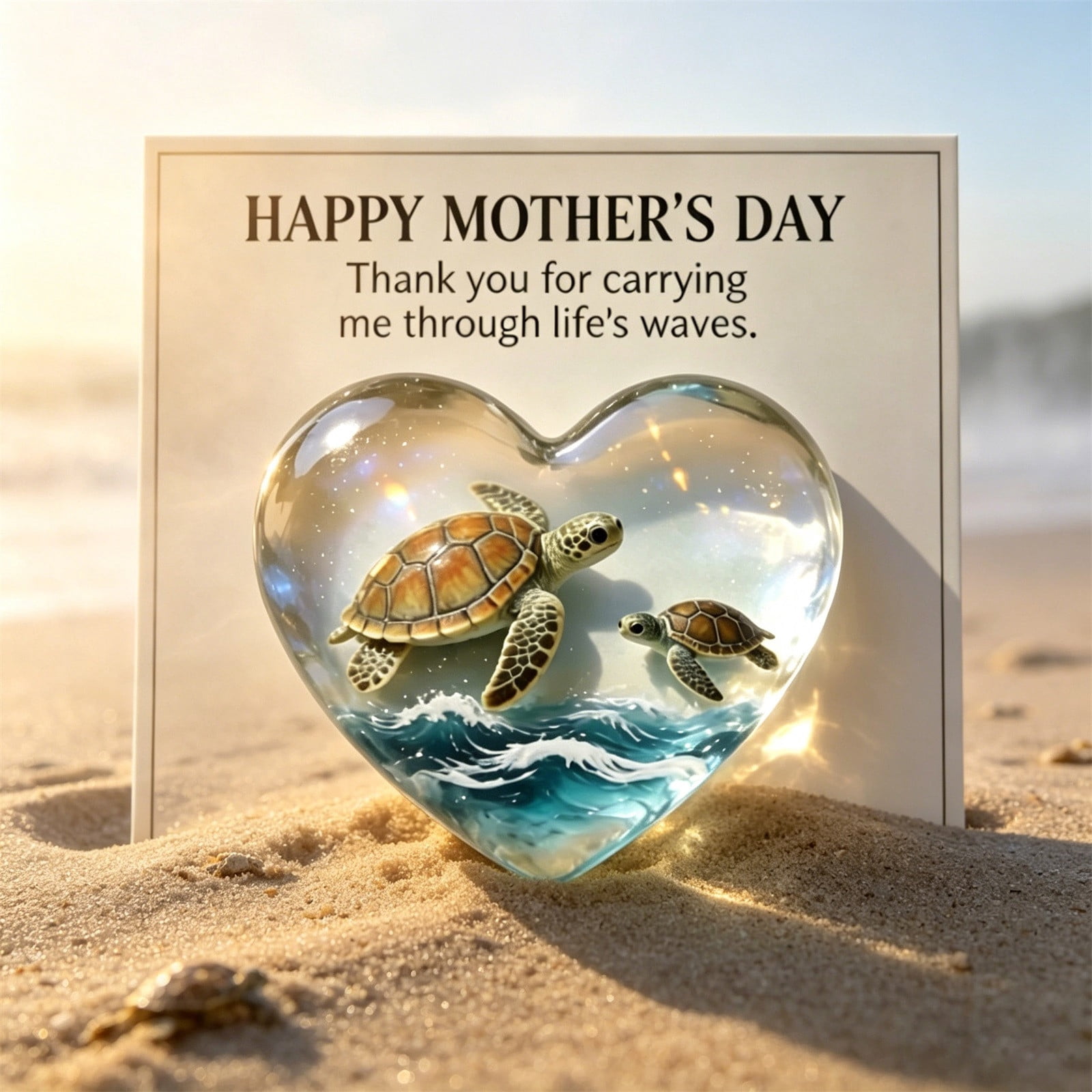 10Pcs Mothers Day Gift Card Holder, Fufafayo Mother's Day Gift Card Holder, Themed Pocket Gift Card Decoration, Sea Turtle Greeting Card Envelope for Birthday Wedding Celebration, Cute Gift Card