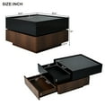thumbnail image 3 of 360° Rotatable Square Center Table With Storage, 2 Drawers, Black High Gloss And Walnut Coffee Rotation, Walnut, Particle Board Construction, 3 of 6