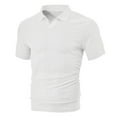 thumbnail image 4 of Jalioing Men's Ribbed Golf Shirt Collared V Neck Business Casual Work Tops Summer Short Sleeve Dressy Shirts, 4 of 5