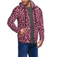 thumbnail image 2 of Wukai Rose Leopard Print Print Men's Zip-Up Hoodie,Fleece Full-Zip Hoodie for Men, Hooded Sweatshirt-Small, 2 of 5