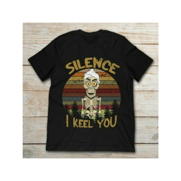 Silence I Keel You Black Crewneck Print T-Shirt 100% cotton