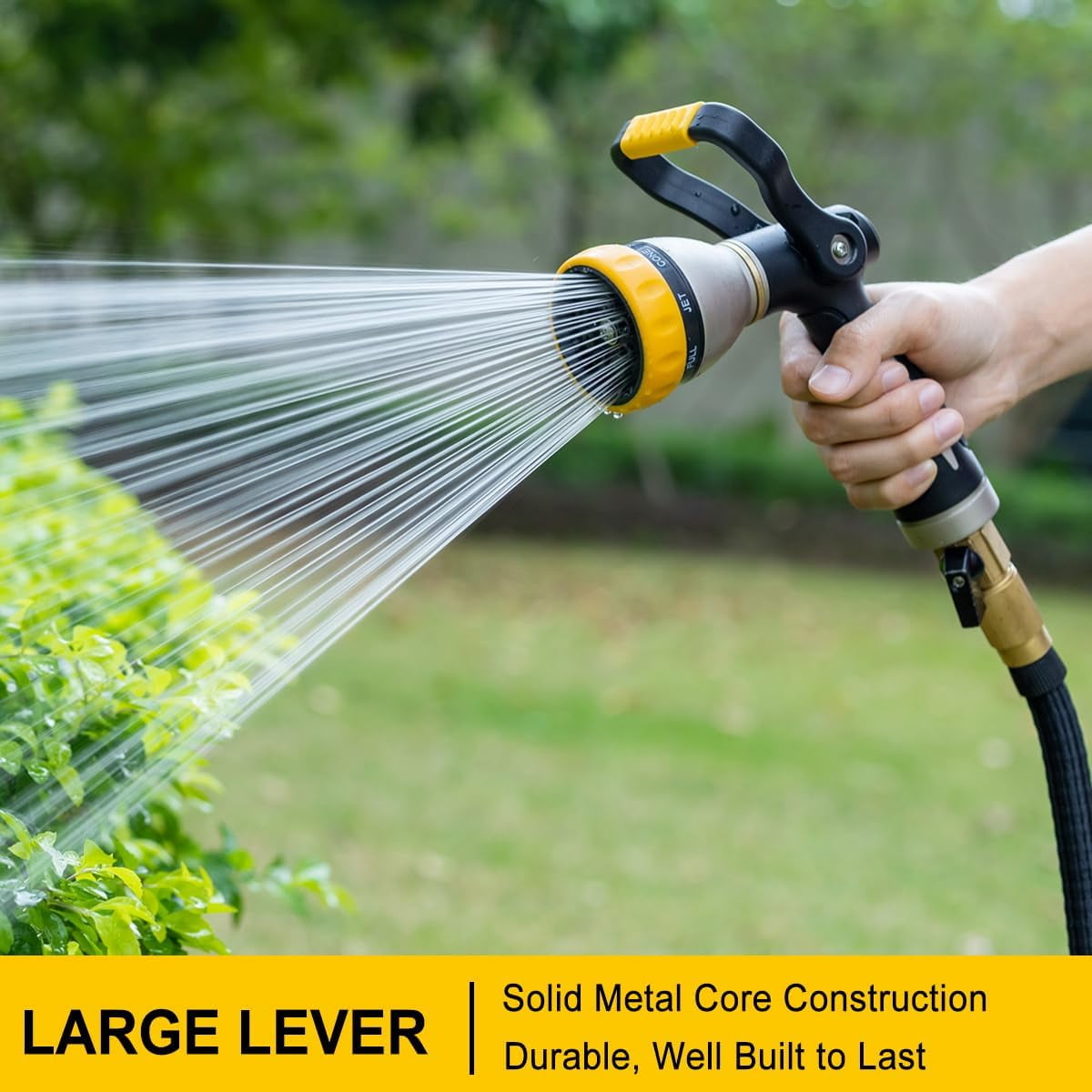 FANHAO High Pressure Fireman's Water Hose Nozzle, Metal Watering Nozzle 8 Spray Patterns for Garden