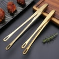 thumbnail image 5 of Stainless Steel BBQ Tongs, Gold Grill Tongs, Non-Slip Kitchen Tongs, Metal Cooking Tweezer Tongs, Food Tongs, Bread Clip, Ice Tongs, Clip Head Hollow Design 9.44 In (1Pcs), 5 of 6