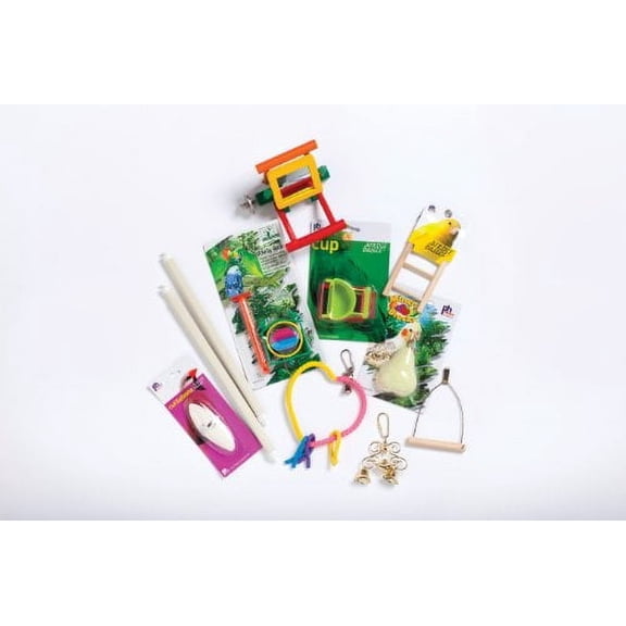 Small to Medium Bird Cage Kit with Toys and Accessories, White and Purple, 5/8 Inch Wire Spacing