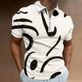 thumbnail image 2 of JSKUMAR Men's Casual Tops Short Sleeve T-Shirts Quarter Zip Lapel V Neck Tops Striped/Colorblock Printed Blouses Slim Fit Shirts Khaki,XXL, 2 of 5