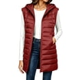 thumbnail image 2 of IUYRTFE Women Longline Hooded Puffer Vest Zip Up Sleeveless Winter Coat with Pockets for Outdoor Travel Daily Wear, 2 of 7