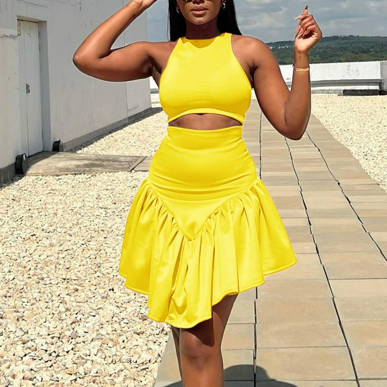 Bodycon yellow outlet skirt