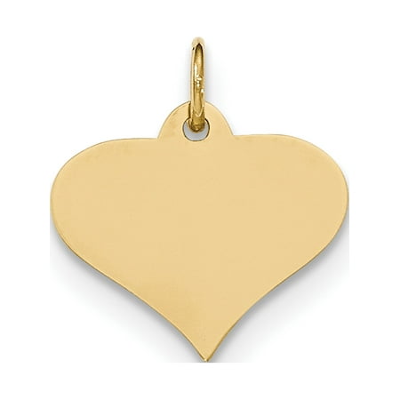 Disc Pendant Leslies Fine Jewelry Designer 14k Yellow Gold Plain .011 Gauge Engraveable Heart Disc Pendant Gift ()