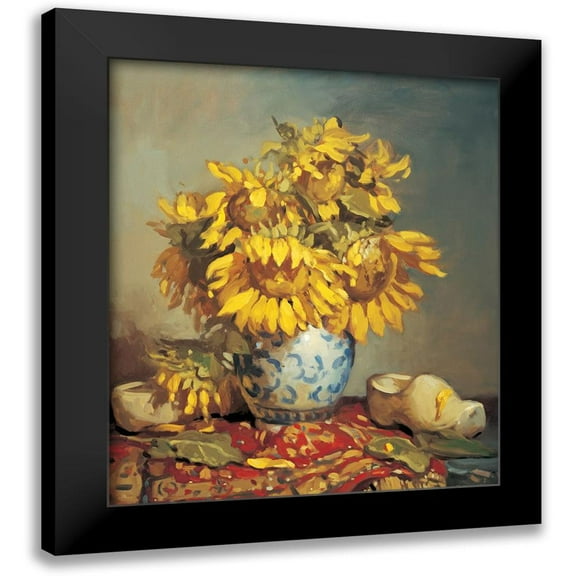 Unknown 12x13 Black Modern Framed Museum Art Print Titled - Sunflowers in Vase I