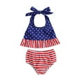 thumbnail image 4 of ASFGIMUJ Swimsuits For Girls Teens Summer Independence Day Print Knot Tops And Shorts Swimwear Beach Bikini Sets Girls Bathing Suits,2 Piece,Size 2-3Y, 4 of 6