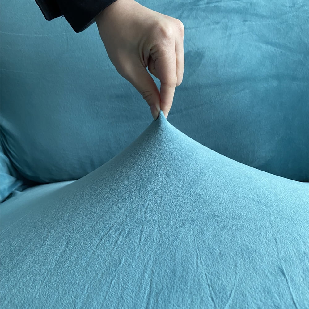 Thick Velvet Club Chair Slipcover, Stretch Armchair Covers Tub Chair Covers Sofa Couch Cover for Bar Counter Living Room Blue