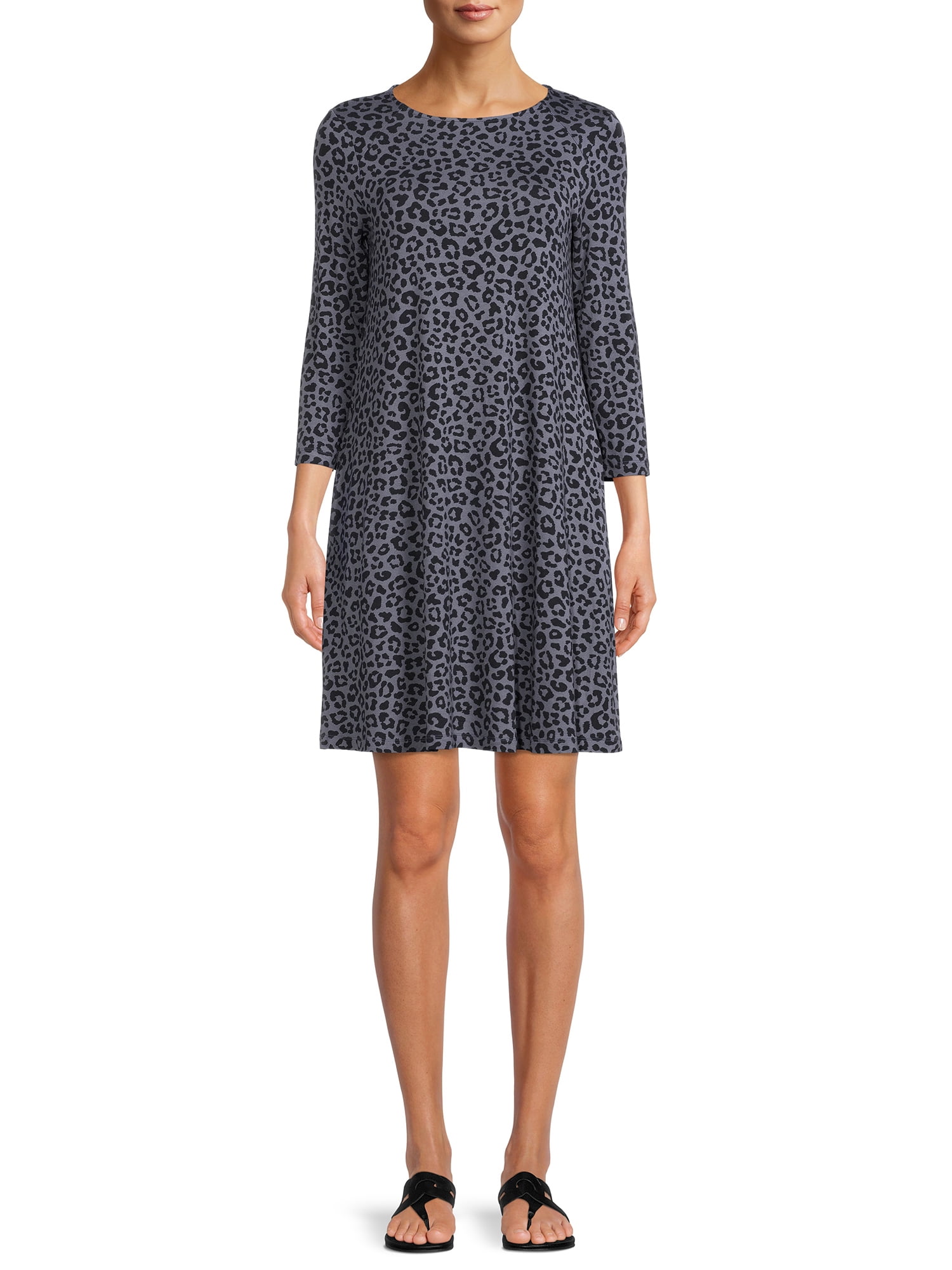 Crew Neck 3/4 Sleeve Dress 