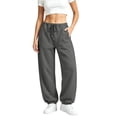 thumbnail image 5 of Jogger Sweatpants for Women Barrel Drawstring Loose Fit Track Pants Casual Elastic Waist Pants with Pockets Trendy Fall Outfits Lounge, 5 of 7