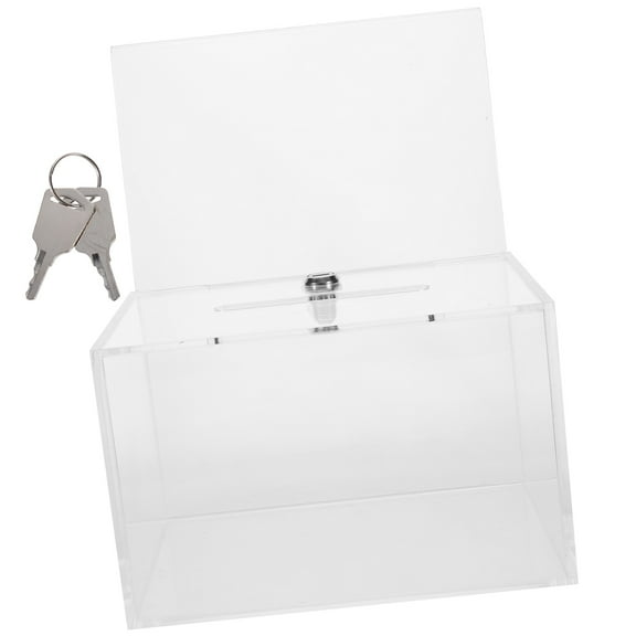 STRANDCHIC Clear Donation Box with Lock Transparent Acrylic 1 Set