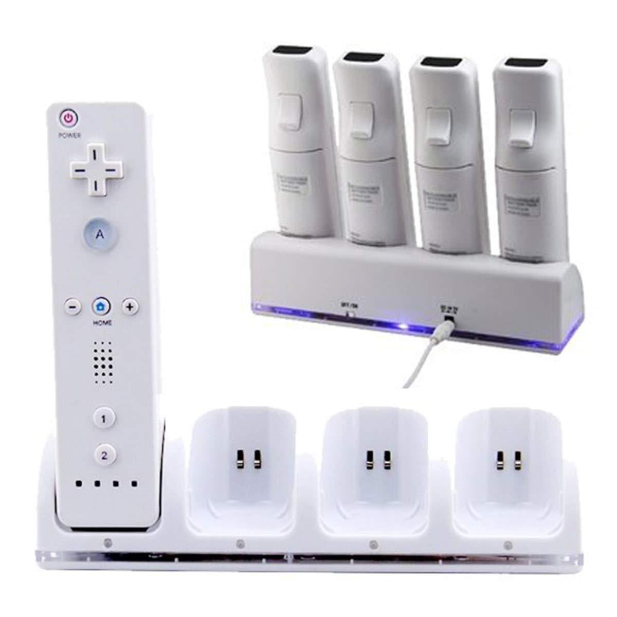 4PCS Rechargeable Batteries For Wii Remote Controller & Charger Dock Station New 